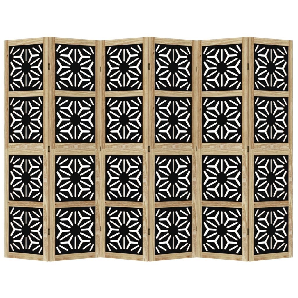 Room divider 6 panels Brown and black Paulownia wood