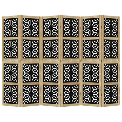 Room divider 6 panels Brown and black Paulownia wood