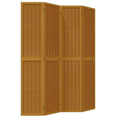 Room Divider 4 Panels Brown Solid Paulownia Wood