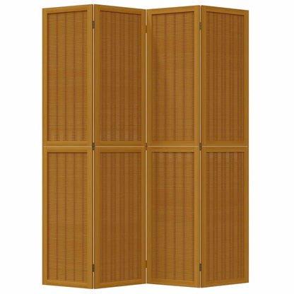 Room Divider 4 Panels Brown Solid Paulownia Wood