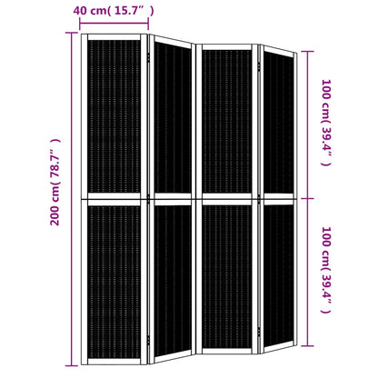 Room Divider 4 Panels Brown Solid Paulownia Wood