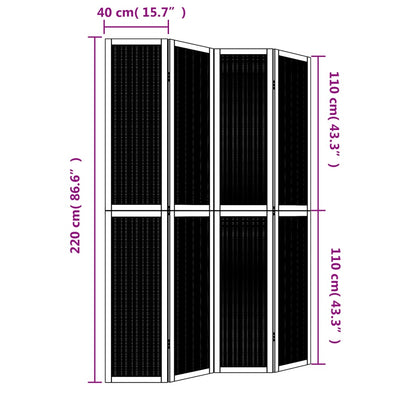 Divisorio Ambienti 4 Pannelli Marrone Legno Massello Paulownia