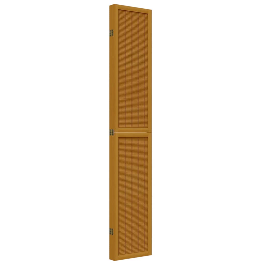 Room Divider 5 Panels Brown Solid Paulownia Wood