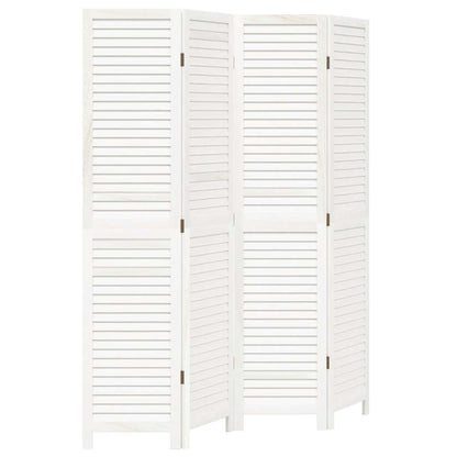 Divisorio Ambienti 4Pannelli Bianco Legno Massello di Paulownia