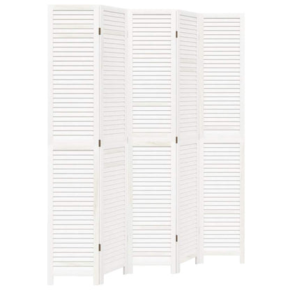 Divisorio Ambienti 5Pannelli Bianco Legno Massello di Paulownia