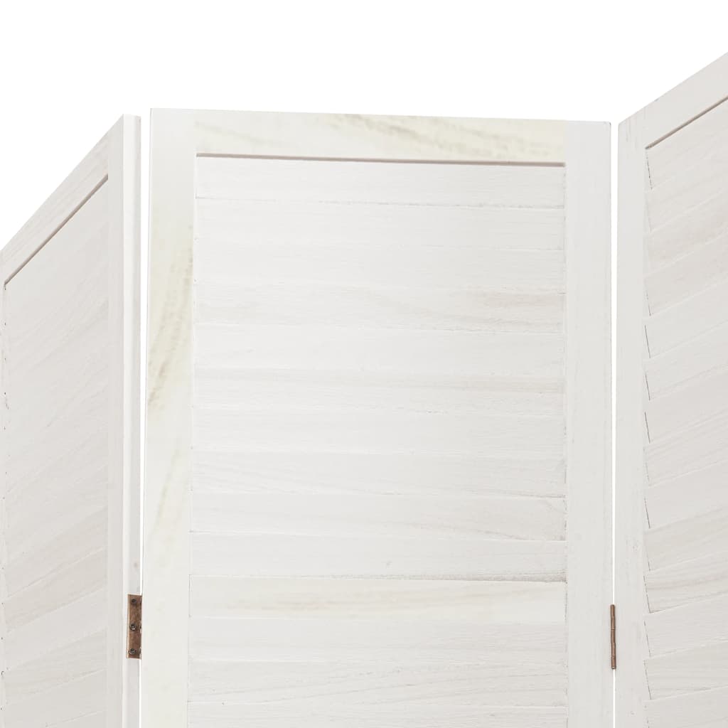 Divisorio Ambienti 5Pannelli Bianco Legno Massello di Paulownia