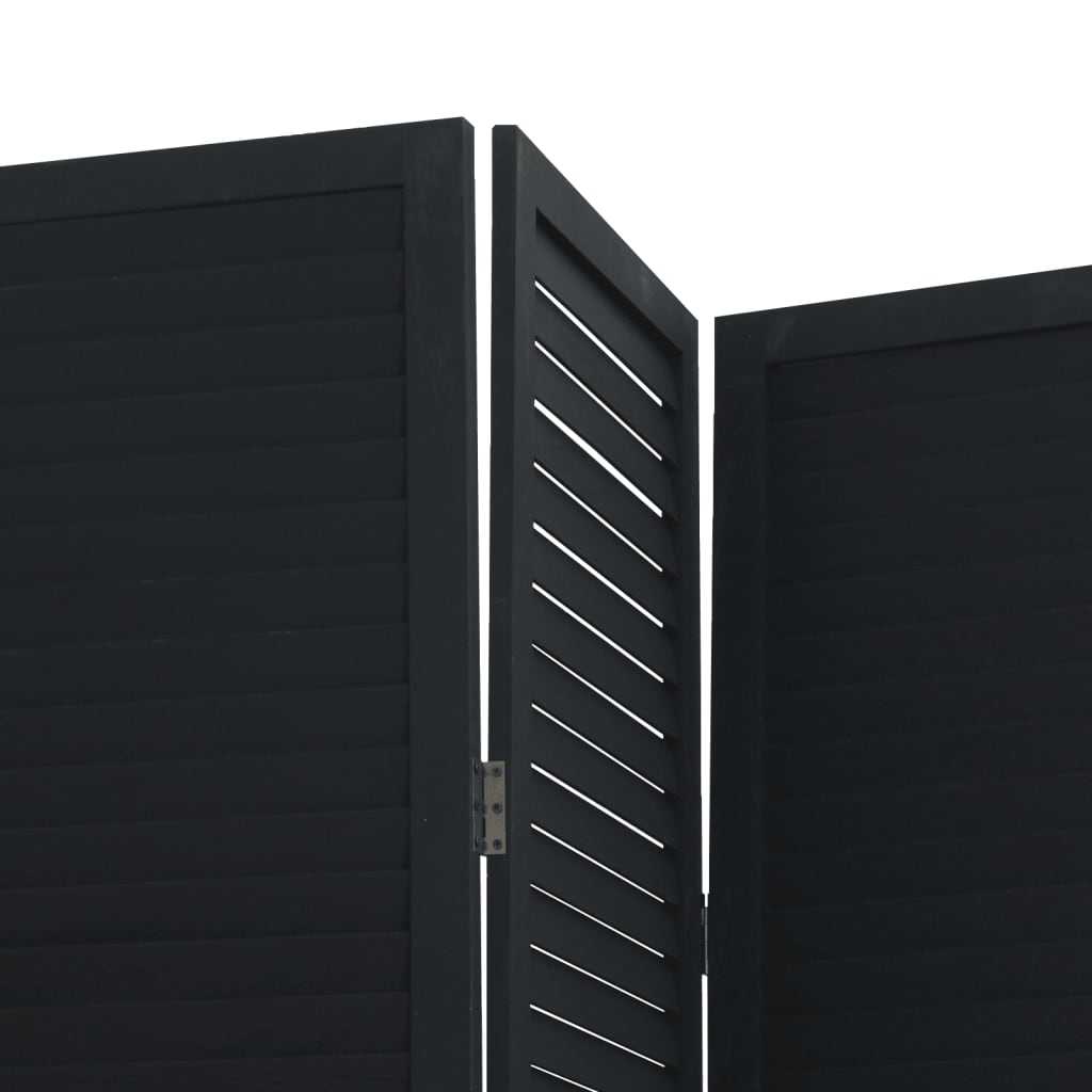 Room Divider 3 Black Panels in Solid Paulownia Wood