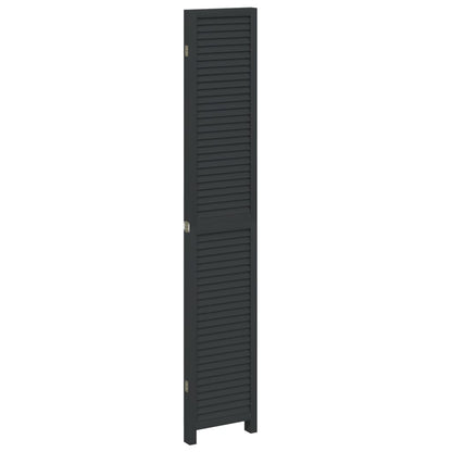 Room Divider 4 Panels Black Solid Paulownia Wood