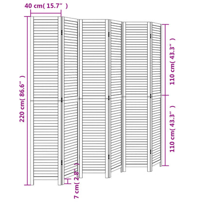 Room Divider 6 Panels Black Solid Paulownia Wood