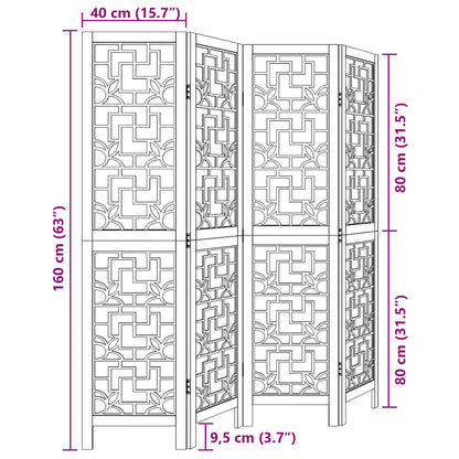 Divisorio Ambienti 4 Pannelli Marrone Legno Massello Paulownia - homemem39