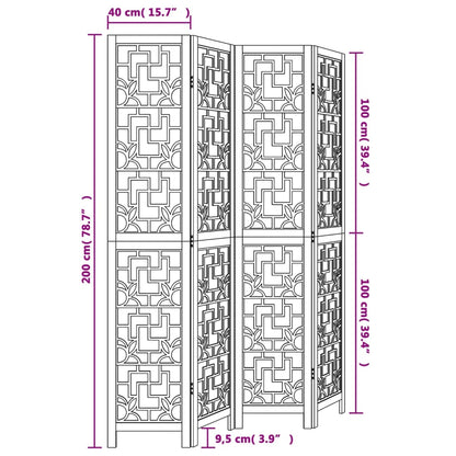 Room Divider 4 Panels Brown Solid Paulownia Wood