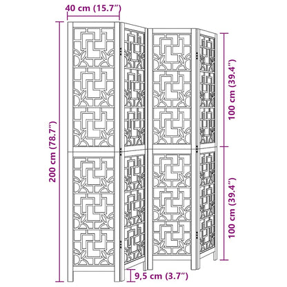 Divisorio Ambienti 4 Pannelli Marrone Legno Massello Paulownia - homemem39