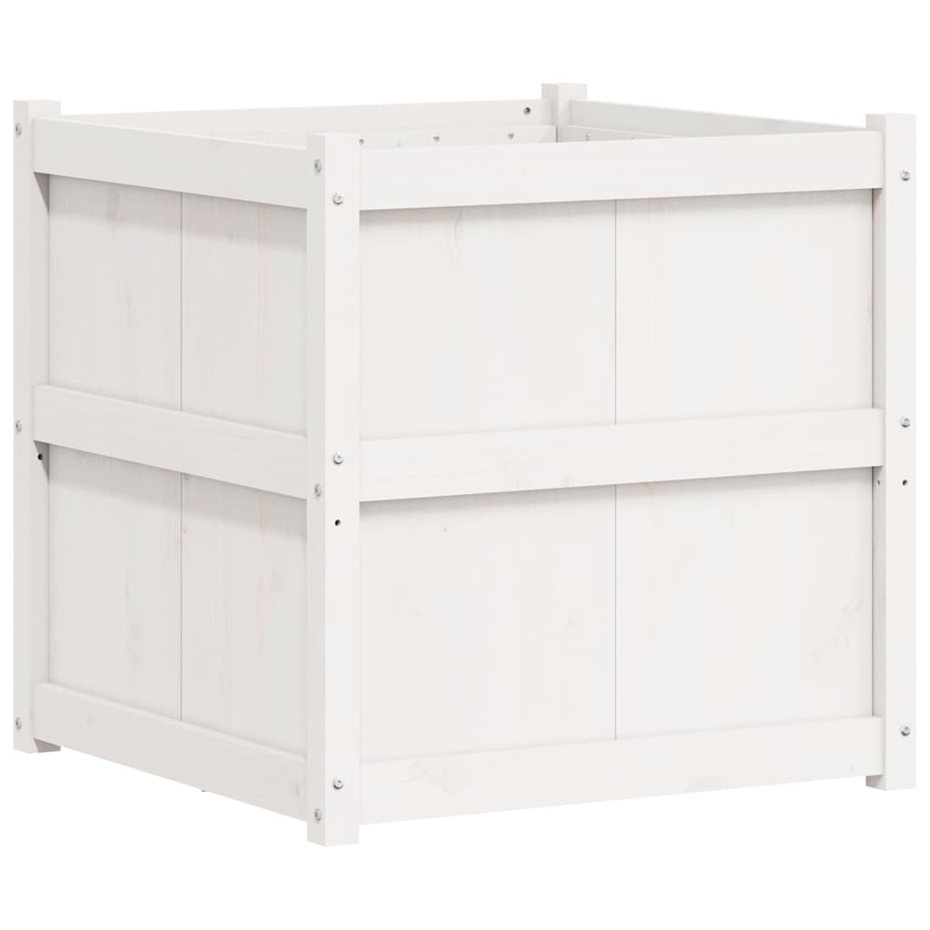 Fioriera da Giardino Bianca 70x70x70 cm Legno Massello di Pino | homemem39