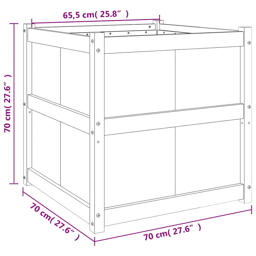 Fioriera da Giardino Bianca 70x70x70 cm Legno Massello di Pino | homemem39