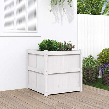Fioriera da Giardino Bianca 70x70x70 cm Legno Massello di Pino