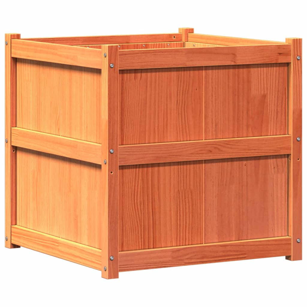 Fioriera Giardino Marrone Cera 70x70x70 cm Legno Massello Pino - homemem39