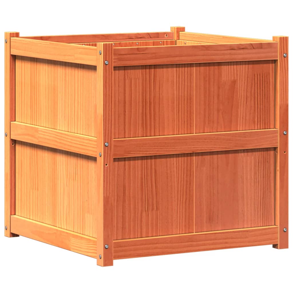 Fioriera Giardino Marrone Cera 70x70x70 cm Legno Massello Pino - homemem39