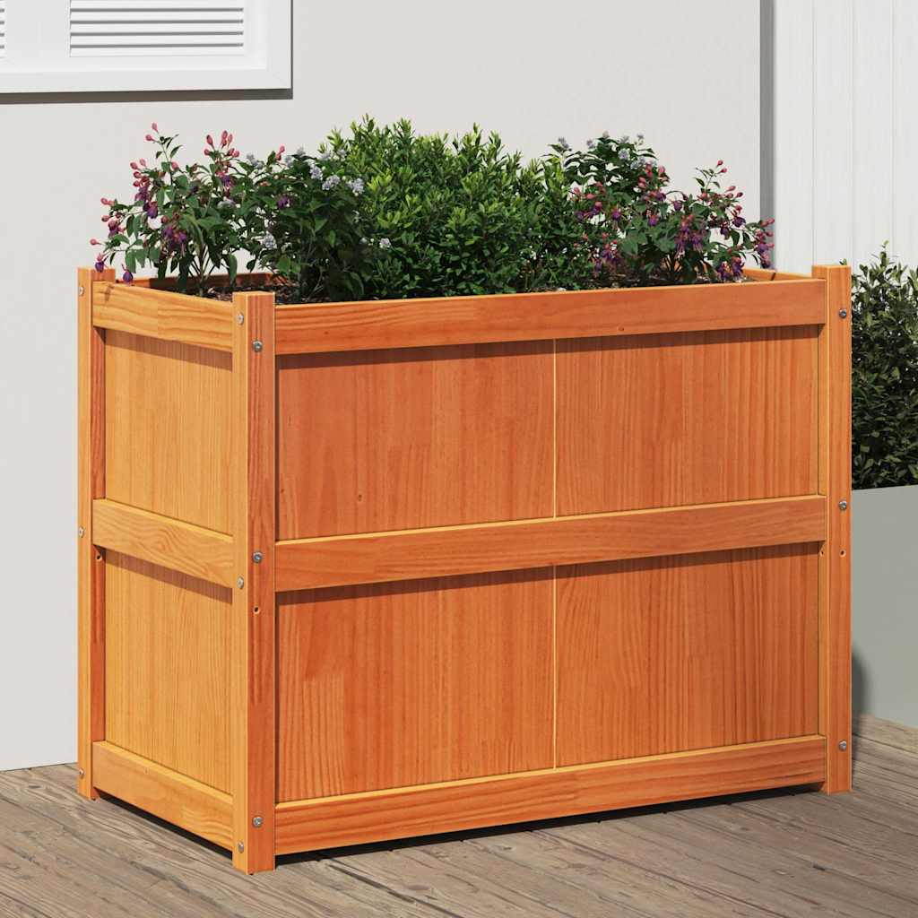Fioriera Giardino Marrone Cera 90x50x70 cm Legno Massello Pino | homemem39