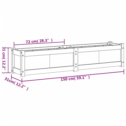 Fioriera da Giardino Bianca 150x31x31 cm Legno Massello di Pino
