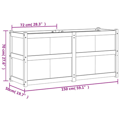 Fioriera da Giardino Bianca 150x50x70 cm Legno Massello di Pino