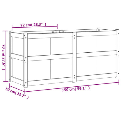 Fioriera Giardino Marrone Cera 150x50x70 cm Legno Massello Pino | homemem39
