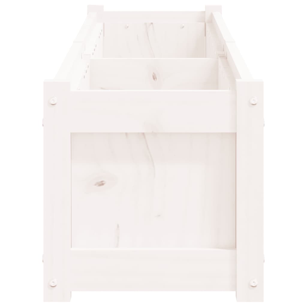 Fioriera da Giardino Bianca 180x31x31 cm Legno Massello di Pino | homemem39