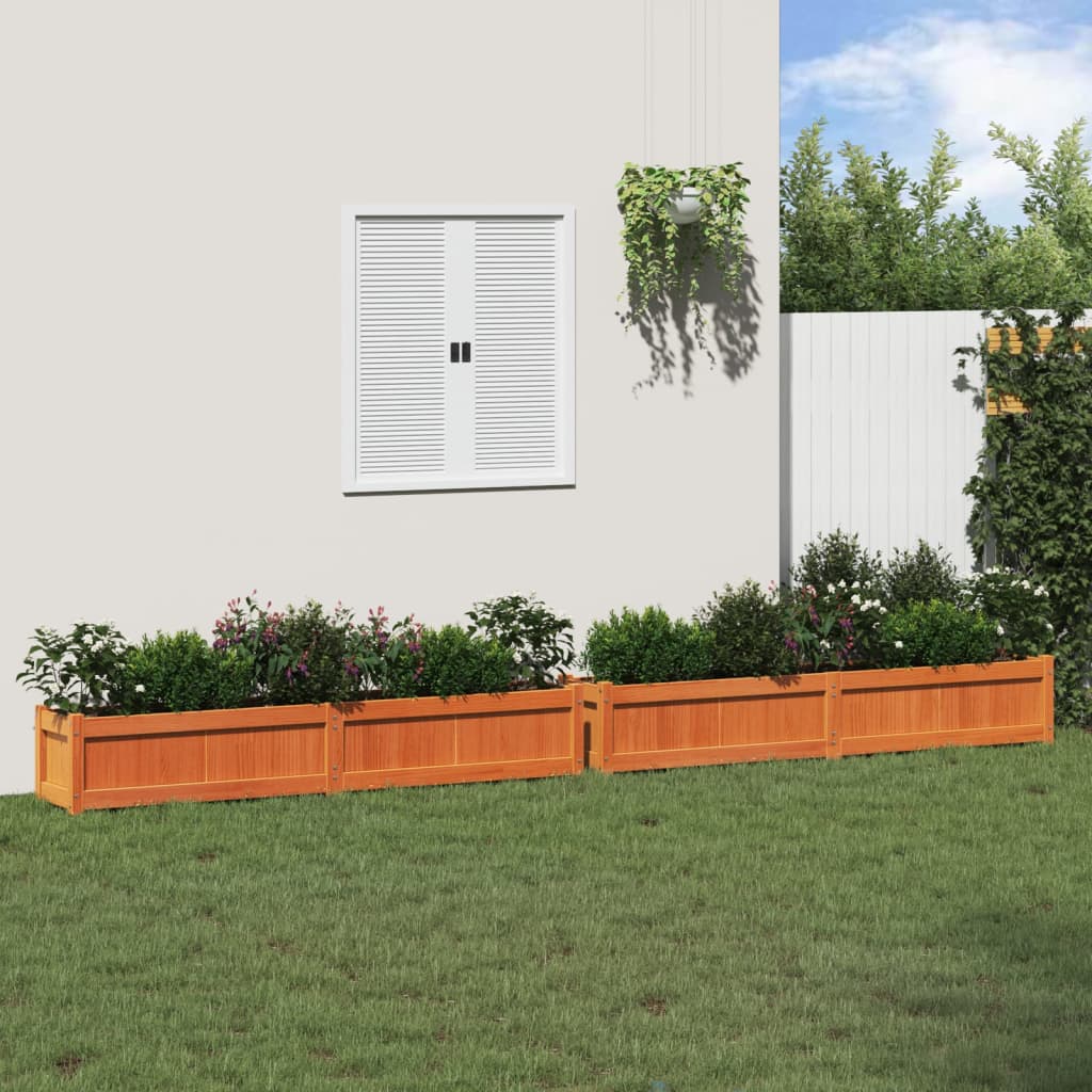 Fioriere da Giardino 2pz Marrone Cera Legno Massello di Pino | homemem39