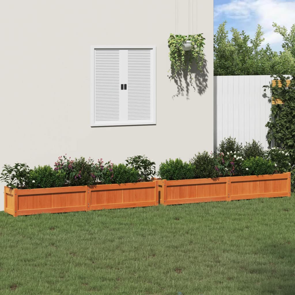 Fioriere da Giardino 2pz Marrone Cera Legno Massello di Pino | homemem39