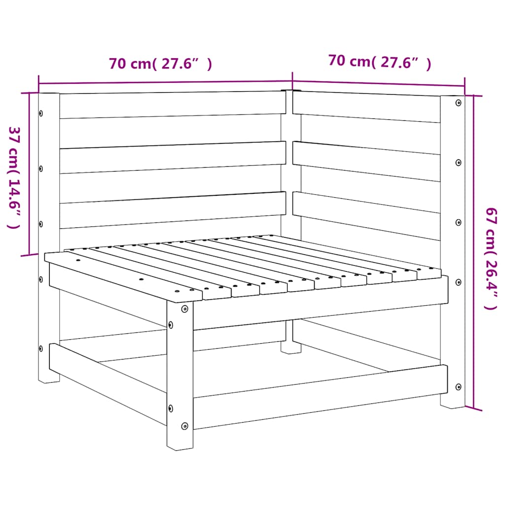 Divani Angolari Giardino 2pz 70x70x67cm Legno Massello Douglas | homemem39