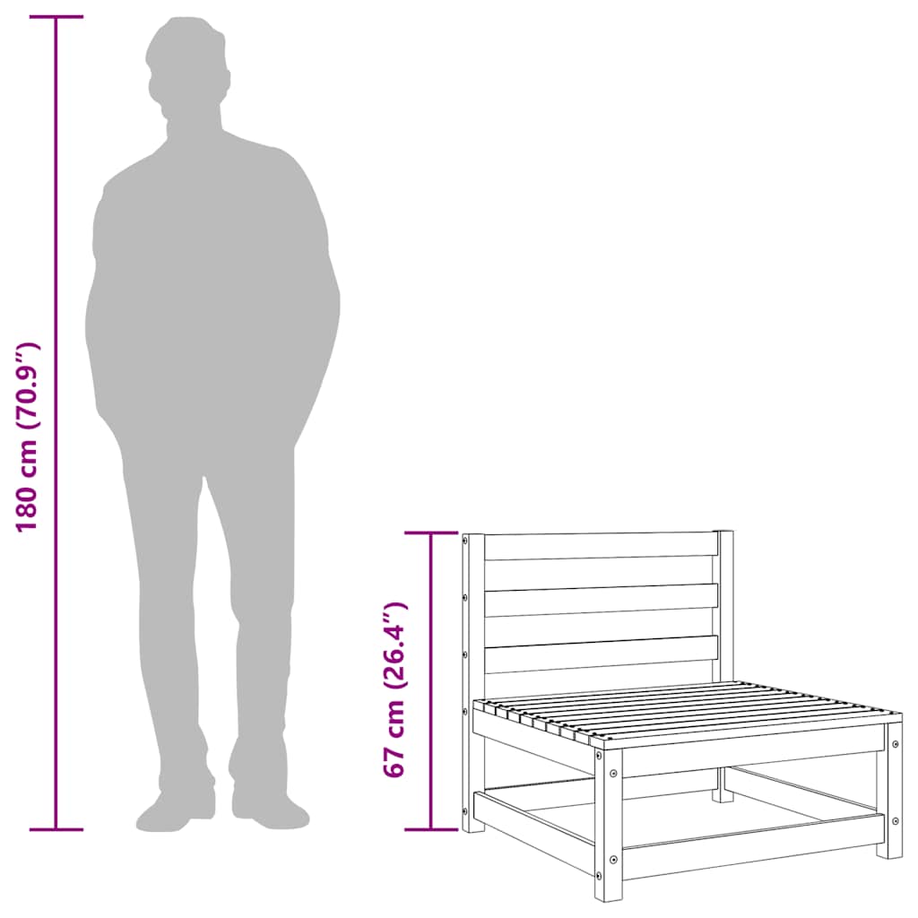 Divano da Giardino Senza Braccioli 70x70x67 cm Pino Impregnato - homemem39