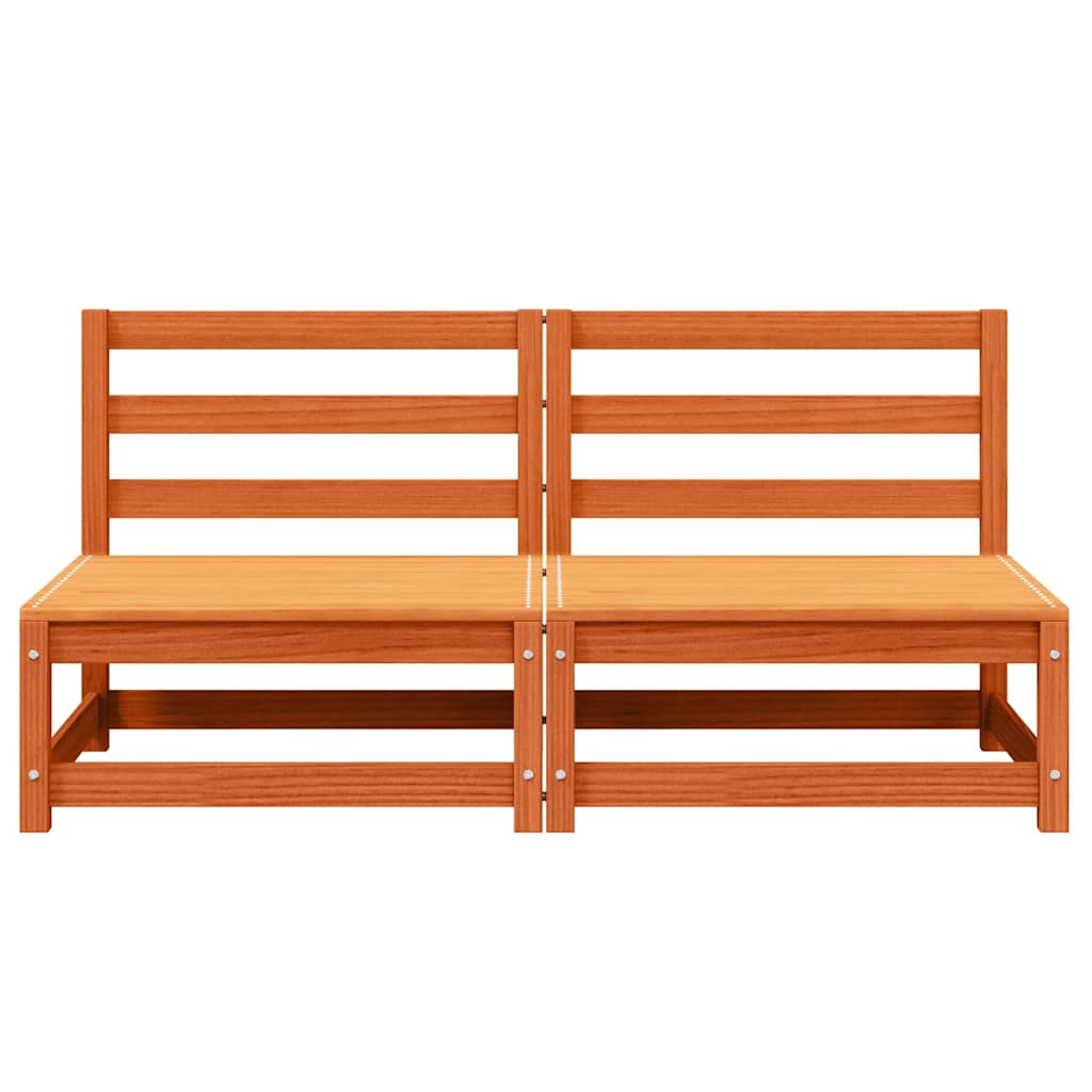 Divani Senza Braccioli Giardino 2pz Marrone Cera 70x70x67 Pino - homemem39