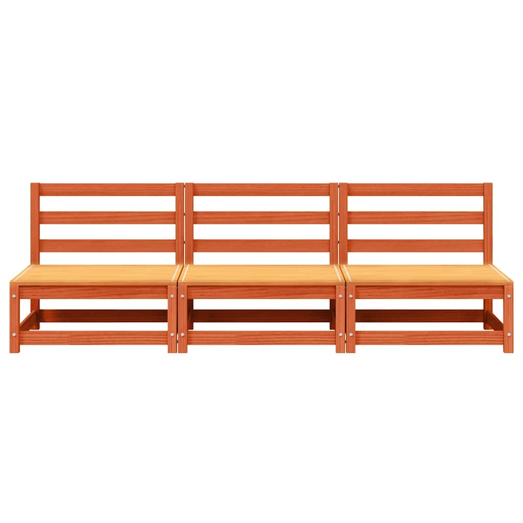 Divani Senza Braccioli Giardino 3pz Marrone Cera 70x70x67 Pino - homemem39