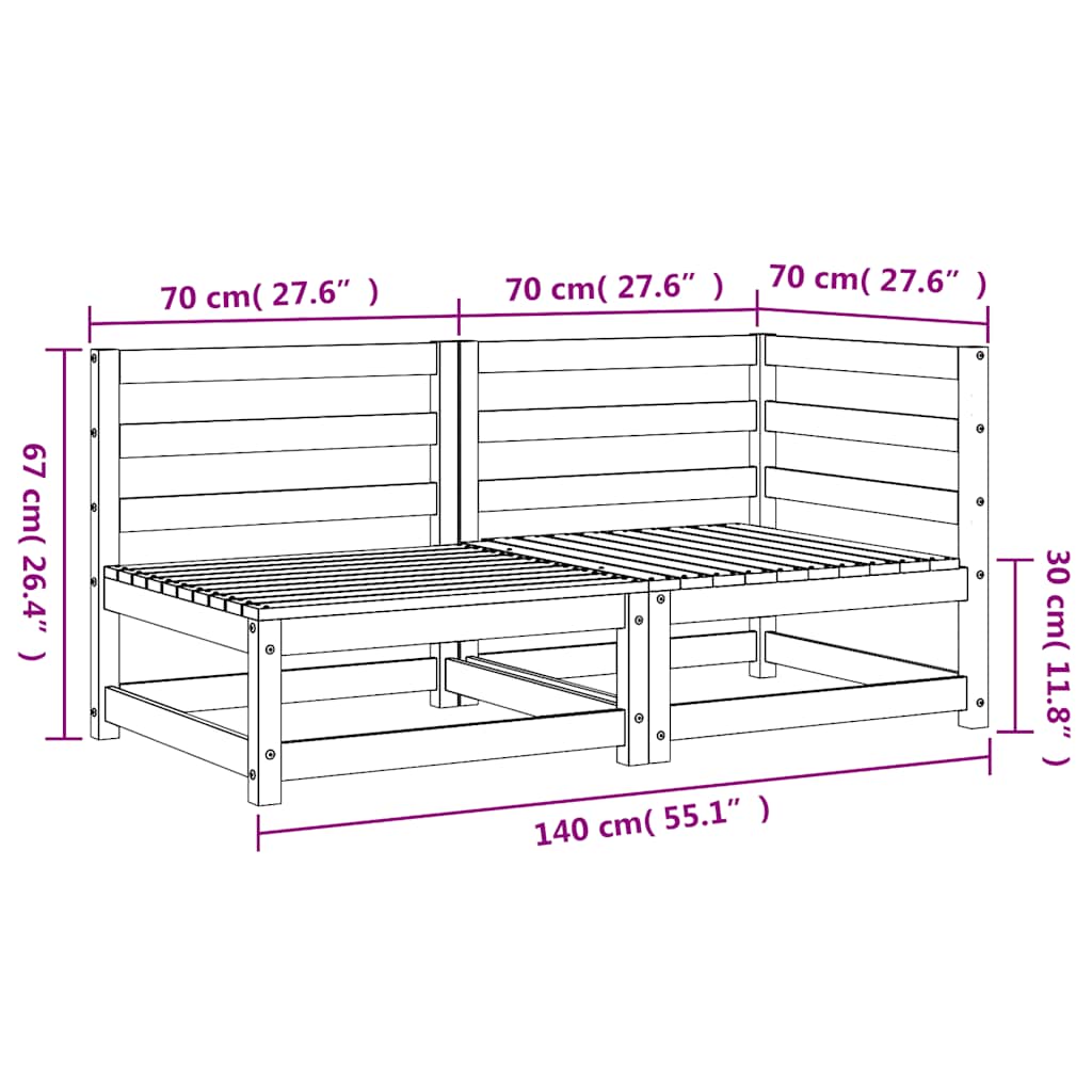 Divano da Giardino a 2 Posti in Legno Massello di Pino Bianco - homemem39