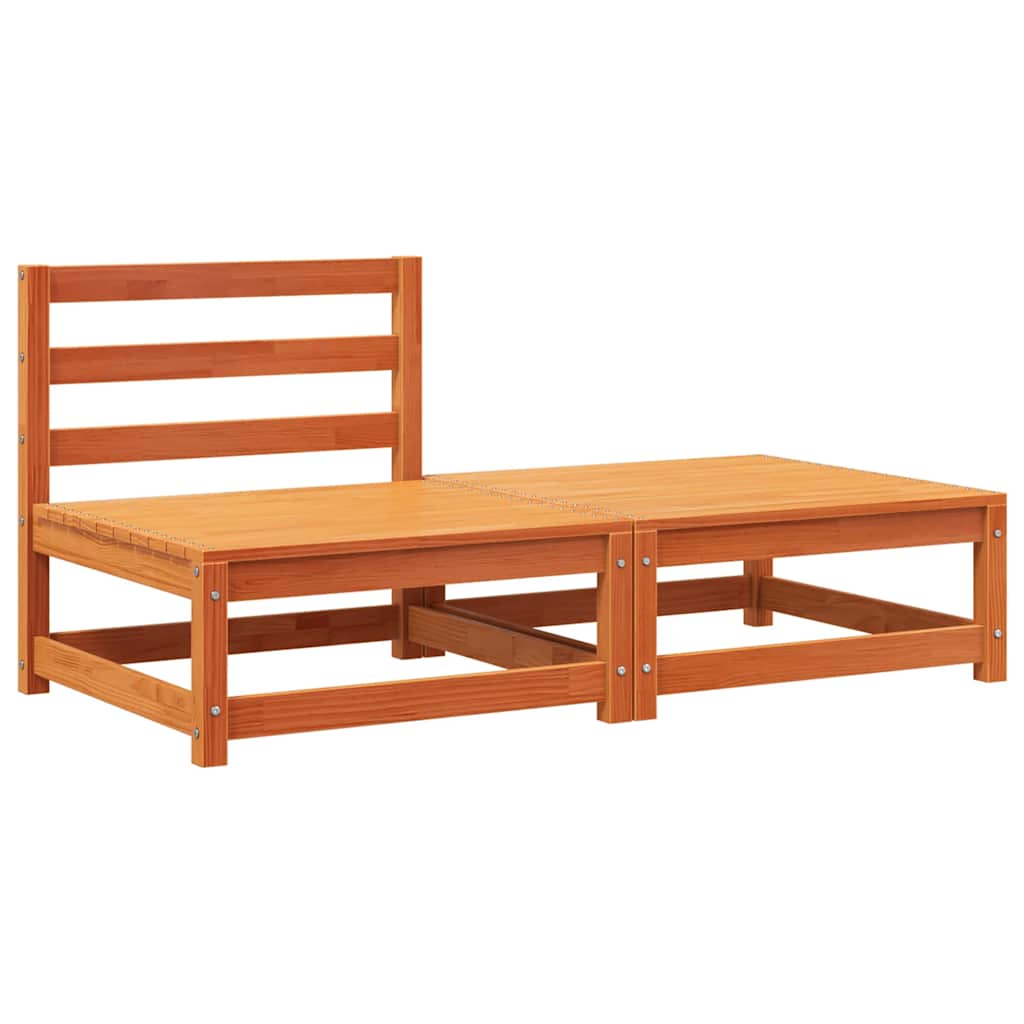 Divano Senza Braccioli Giardino Poggiapiedi Marrone Cera Pino - homemem39