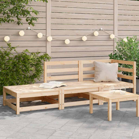 Divano da Giardino con Poggiapiedi 2 Posti Legno Massello Pino | homemem39