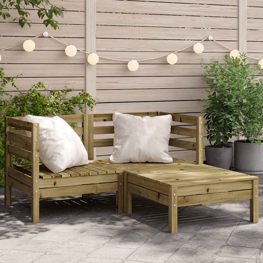 Divano da Giardino 2Posti con Poggiapiedi Legno Pino Impregnato - homemem39