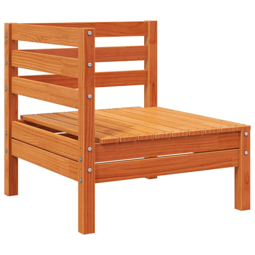 Divano da Giardino a 4 Posti Marrone Cera Legno Massello Pino