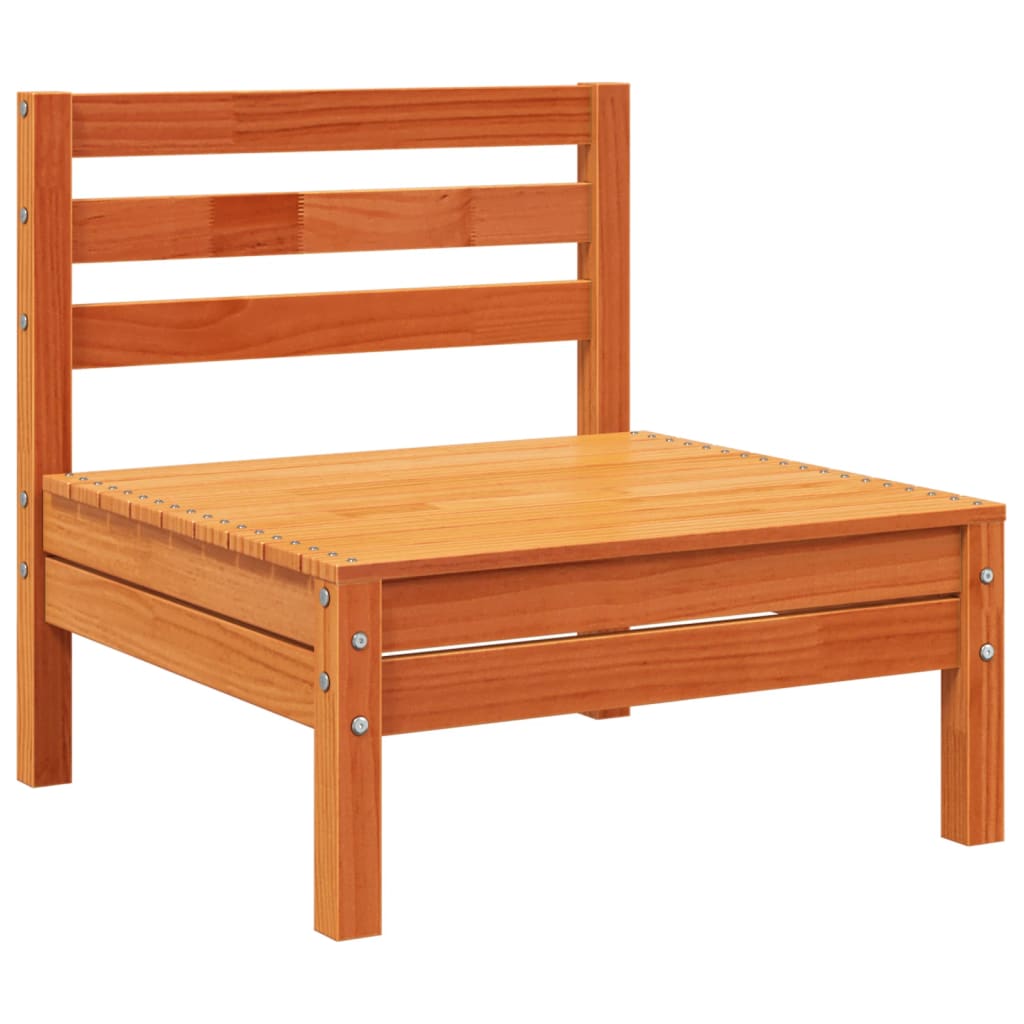 Divano da Giardino a 4 Posti Marrone Cera Legno Massello Pino