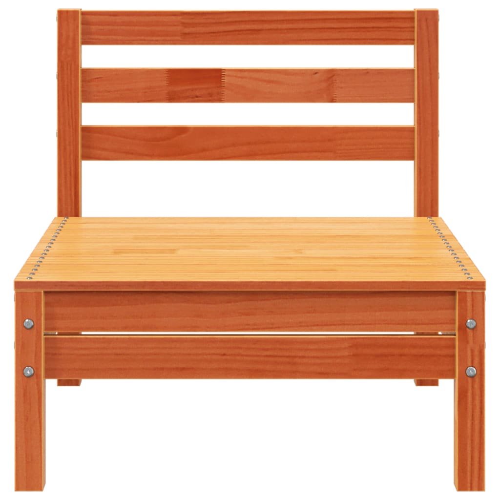 Divano da Giardino a 4 Posti Marrone Cera Legno Massello Pino