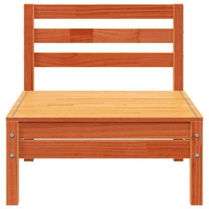 Divano da Giardino a 4 Posti Marrone Cera Legno Massello Pino