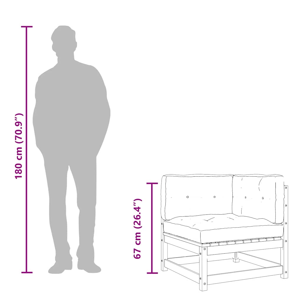 Divano Angolare Giardino Cuscini Marrone Cera Massello di Pino