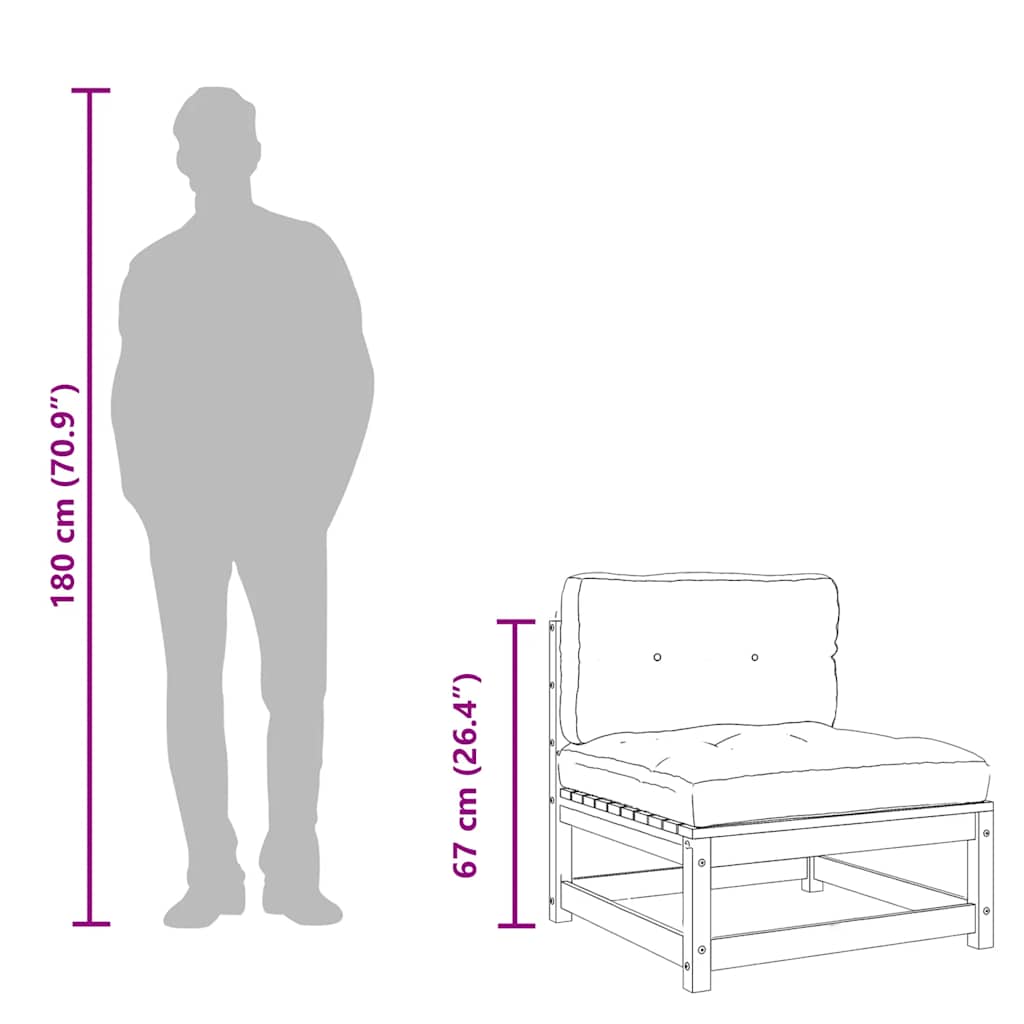 Divano Giardino Senza Braccioli Cuscini Legno Pino Impregnato - homemem39