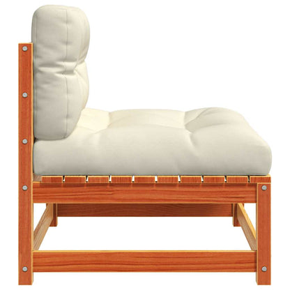 Divani Giardino Senza Braccioli Cuscini 2pz Marrone Cera Pino - homemem39