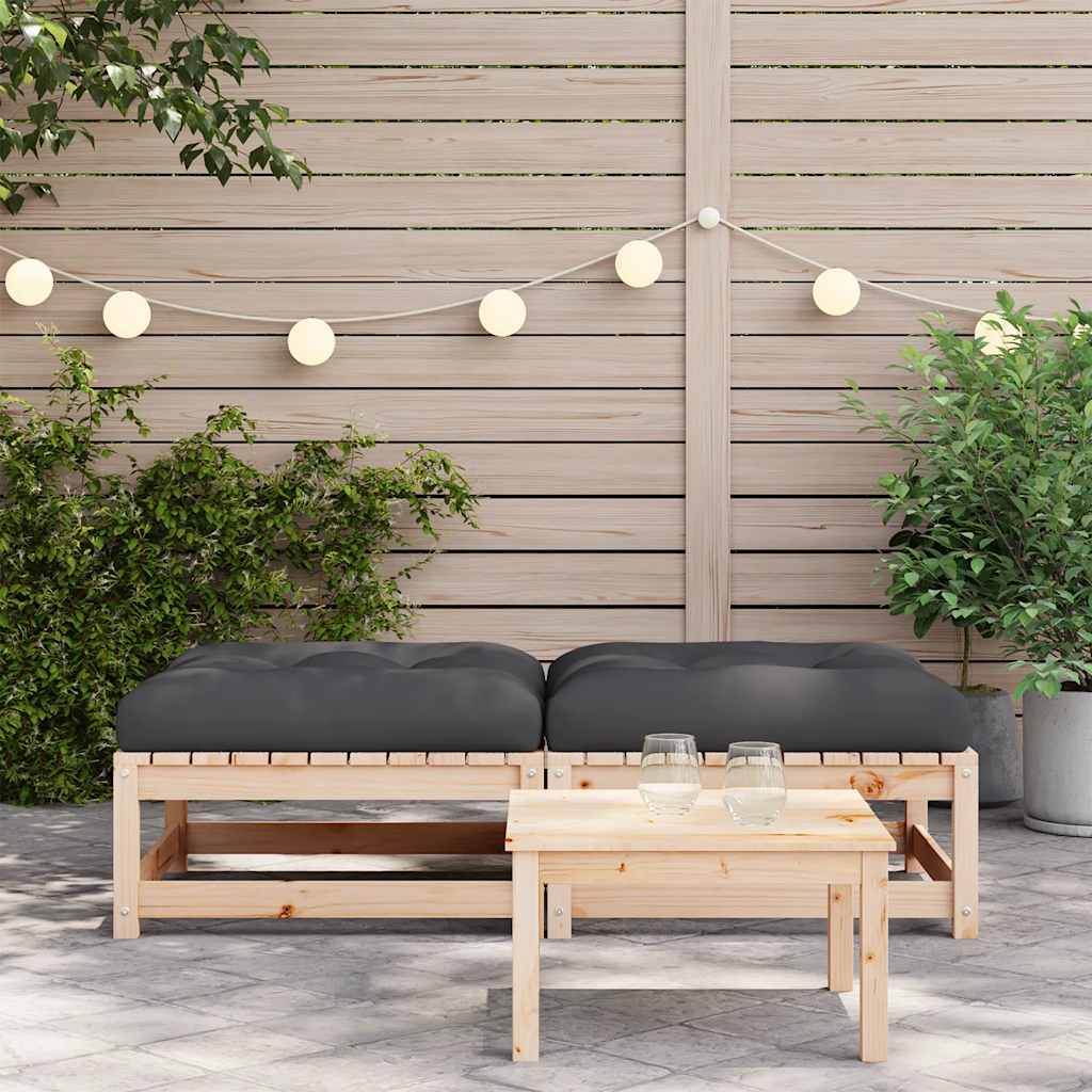 Poggiapiedi da Giardino con Cuscini 2 pz Legno Massello di Pino | homemem39