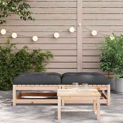Poggiapiedi da Giardino con Cuscini 2 pz Legno Massello di Pino | homemem39