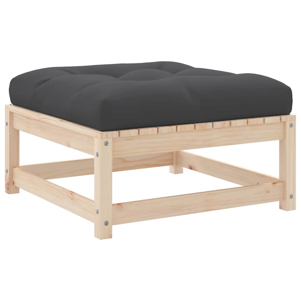 Poggiapiedi da Giardino con Cuscini 2 pz Legno Massello di Pino | homemem39