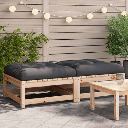 Poggiapiedi da Giardino con Cuscini 2 pz Legno Massello di Pino | homemem39
