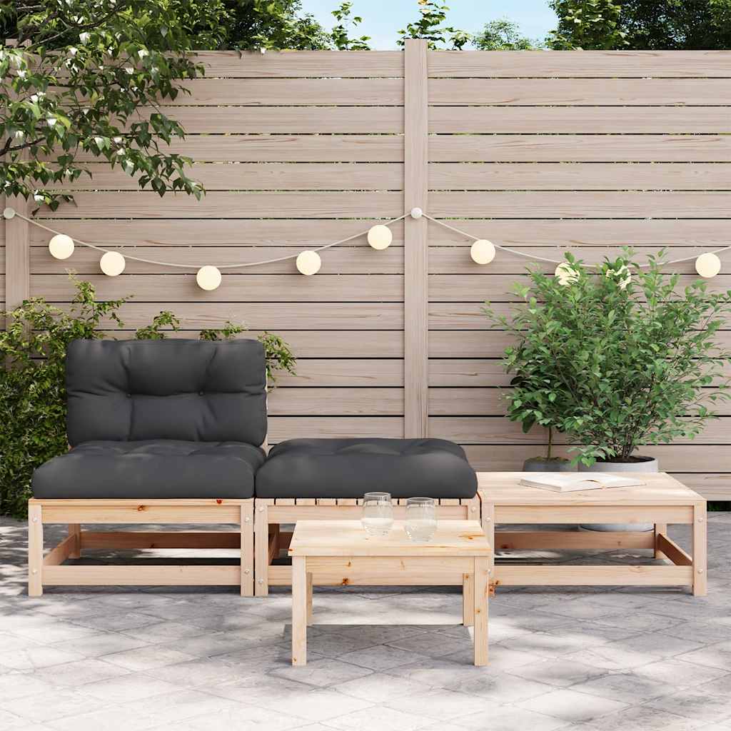 Divano da Giardino Senza Braccioli con Cuscini e Poggiapiedi