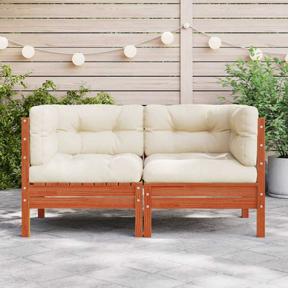 Divano Angolare Giardino Cuscini 2pz Marrone Cera Massello Pino - homemem39