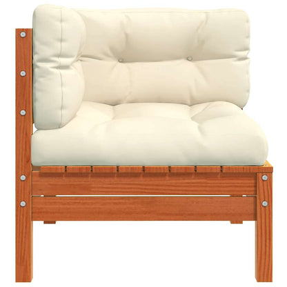 Divano Angolare Giardino Cuscini 2pz Marrone Cera Massello Pino - homemem39